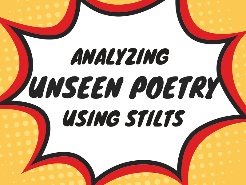 banner saying analyzing unseen poetry using stilts