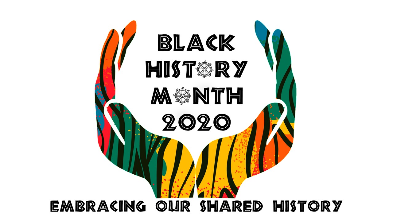image showing two hands and advising about black history month 2020